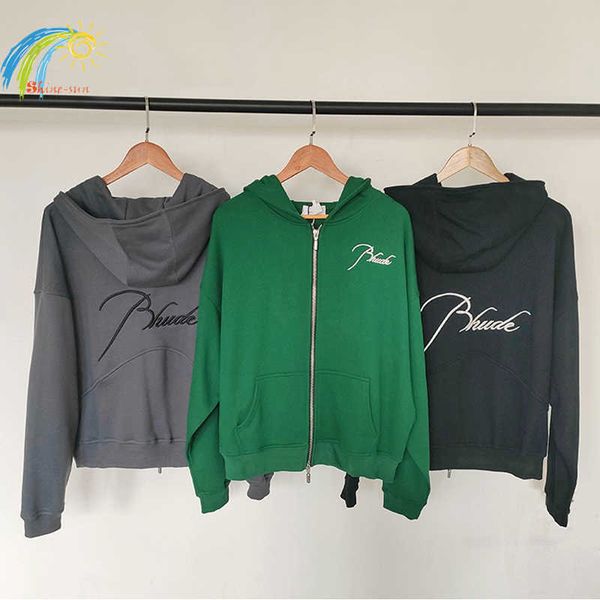 

men's hoodies sweatshirts classic embroidery zipper hoodie hooded men women 1 1 green black gray sweatshirts capsule zip with tag t2301