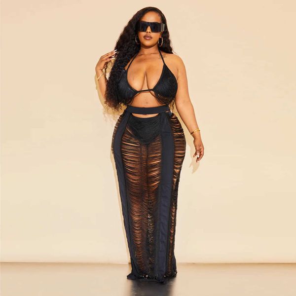 

two piece dress 2022 girl sneaky design suit summer women's clothing fashion hollowed-out beachwear female dress suit t230113, White