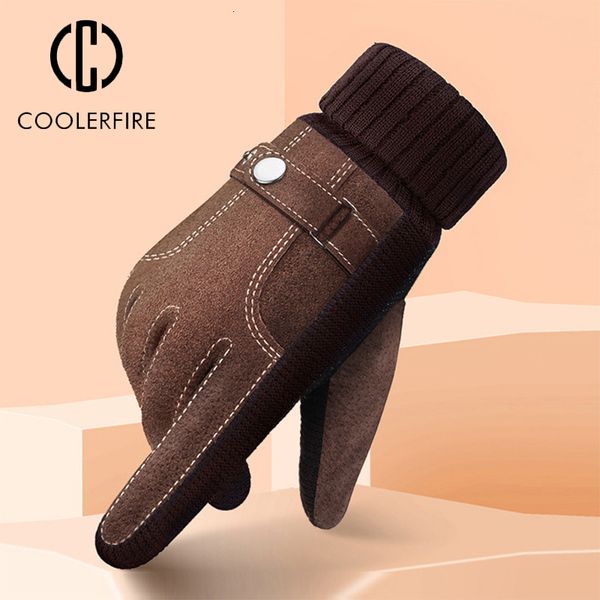 

fingerless gloves winter men gloves genuine leather touch screen warm casual gloves mittens for men outdoor sport full finger solid glove st, Blue;gray