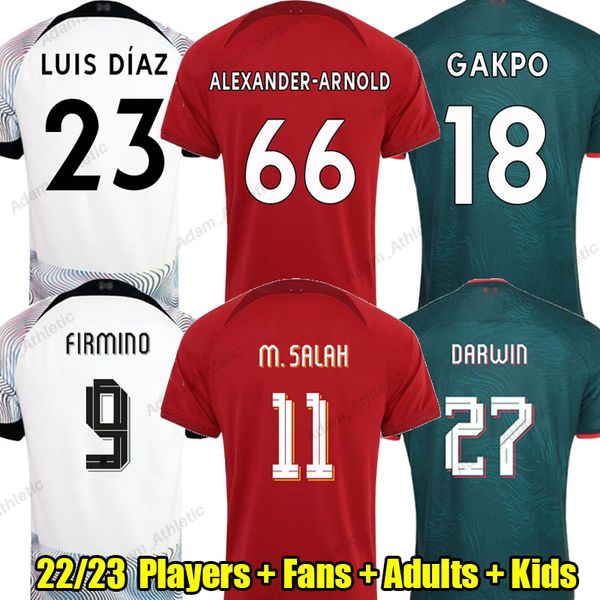 

the reds gakpo soccer jerseys 22 23 darwin nunez football shirts luis diaz jersey player version kids kit, Black;yellow