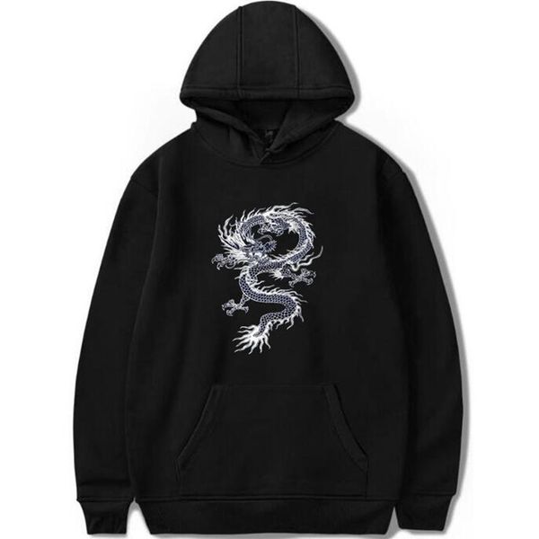 

mens hoodies sweatshirts chinese dragon print hoodie street casual hip hop highend brand hoody plus size coat jacket 230113, Black