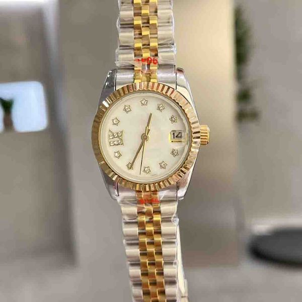 

women's watch 36mm round dial roman digital time mark stainless steel 904l folding buckle scratch resistant blue crystal glass automati, Slivery;brown
