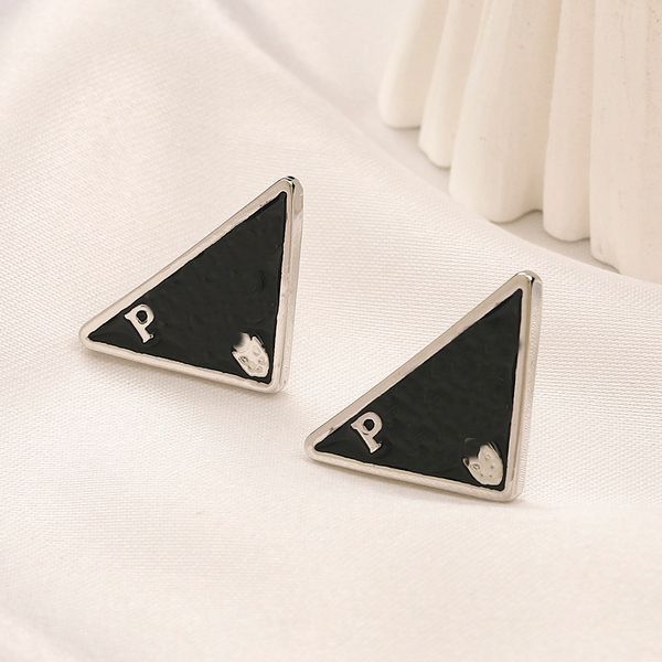 

fashion 18k gold plated 925 silver luxury brand designers p-letters stud geometric famous women triangle geometric earring wedding party lov, Golden;silver