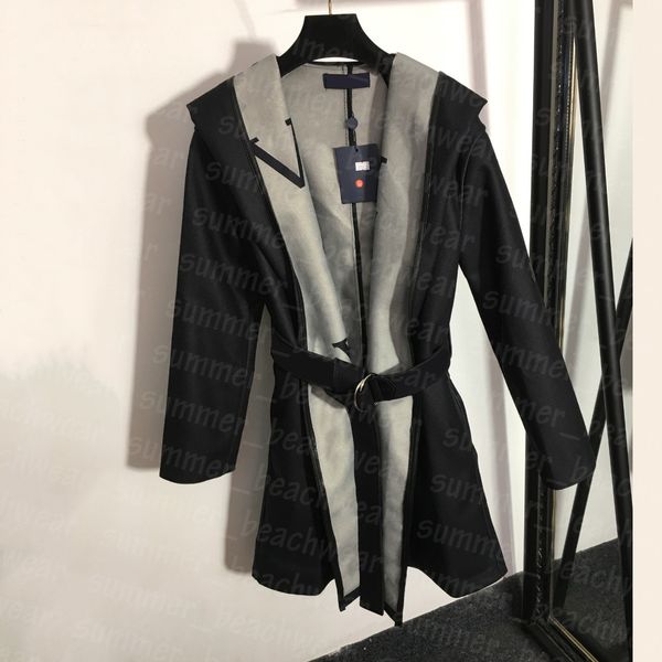 

women luxury wool coat fashion hooded coats letter print designer jacket winter warm thick jackets, Black