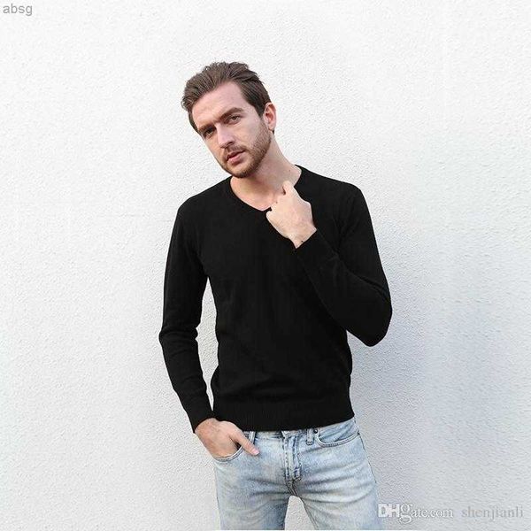 

2023 fall winter casual v-neck men's polo sweater brand 100% cotton pullover s, White;black