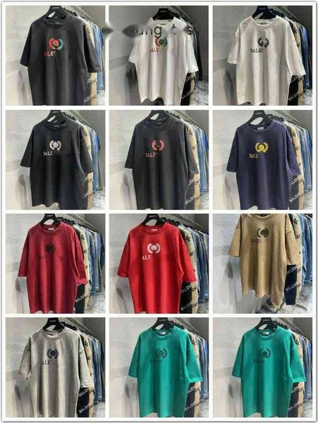 

balengs italy brand men t shirts printing men's women's os paris ear of wheat letter embroidery printed t-shirt balencaga, White;black
