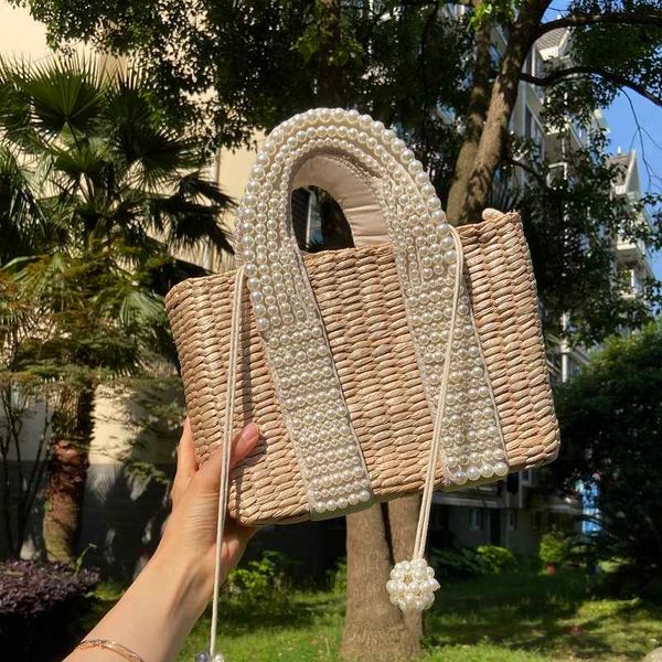 

evening bag shoulder bags handbag designer fashion pearls rattan women handbags