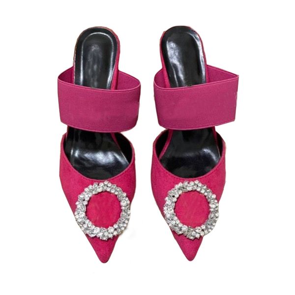 

designer stiletto heel sandal slipper women luxury fashion famous pink red green sheepskin leather outdoor heels sandals 35-42, Black