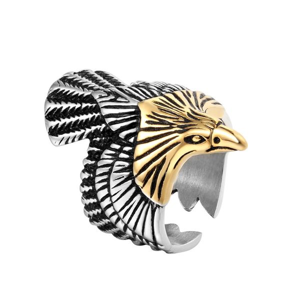 

eagle adjustable band ring stainless steel unique engagement mens rings gothic punk hip-hop vintage antique vintage handmade designer jewelr, Silver