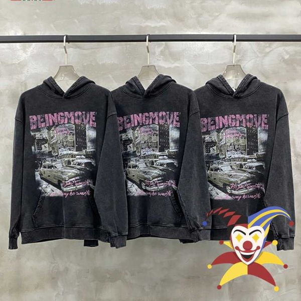 

men's hoodies sweatshirts vintage car print washed distressed high street pullover men women hoodie sweatshirts t230111, Black