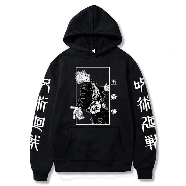 

men's hoodies sweatshirts jujutsu kaisen gojo satoru printed casual anime hoodie loose streetwear pullovers long sleeve oversized men 2, Black