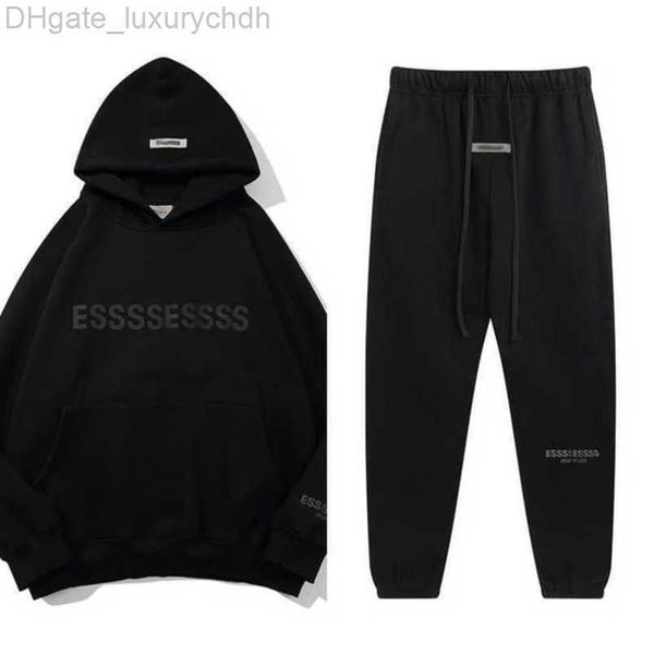 

tracksuits luxury esss fashion men's sweatshirts letter hoodies men women sportswear pant suit hooded sweater casual pullover couple h, Gray