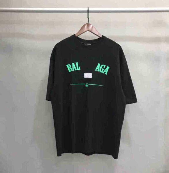 

designer luxury classic european t-shirt balencigas women fashion graffiti pure cotton short back letter printing pullover mens and womens, White;black