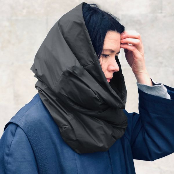 

scarves fashion design thick neck warm head scarf women men winter infinity circle loop scarves waterproof rain snood 230106, Blue;gray