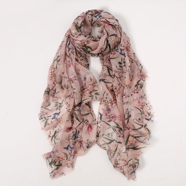 

scarves spring flower print fringe scarf shawls long soft beach ombre floral wrap hijab 2 design 230106, Blue;gray