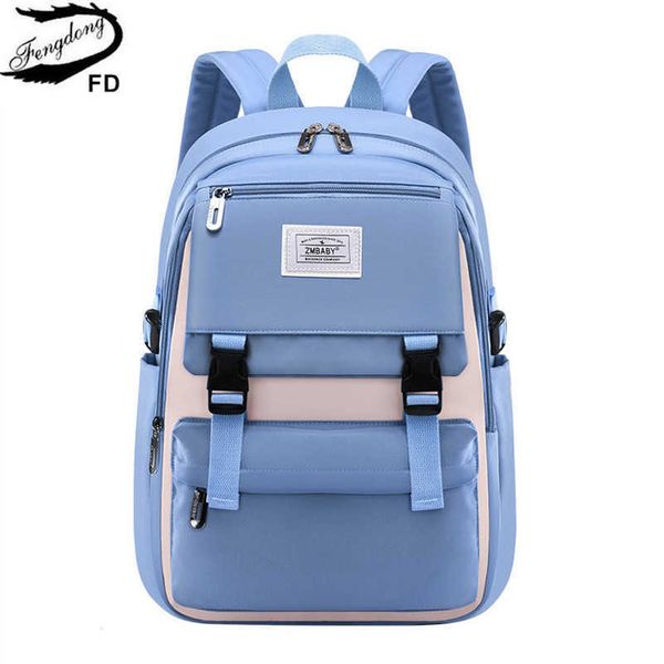 

backpack fengdong high school bags for girls student many pockets waterproof school backpack teenage girl campus backpack 020723h