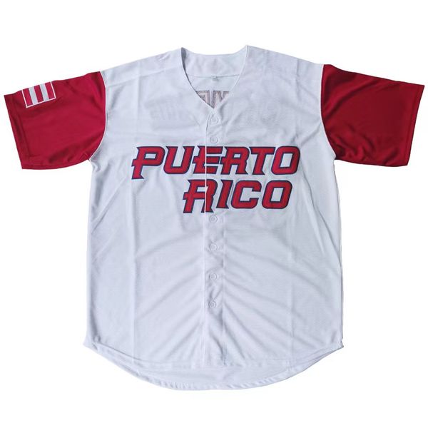 

men's #21 puerto rico world game classic baseball jersey stitched, Black;red