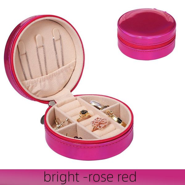 

travel jewelry case pu leather bridesmaid gift boxes necklace ring earrings organizer small round jewelry box for wedding, Black;white