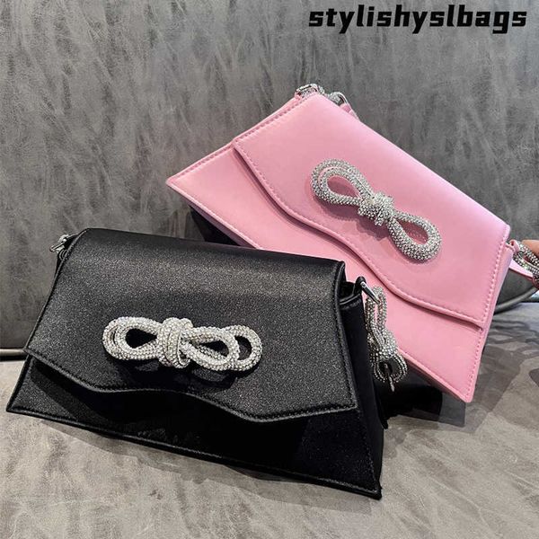 

totes jiomay luxury designer handbag 2022 ladies fashion satin designer women's evening cute purses rhinestones bows shoulder tote bag