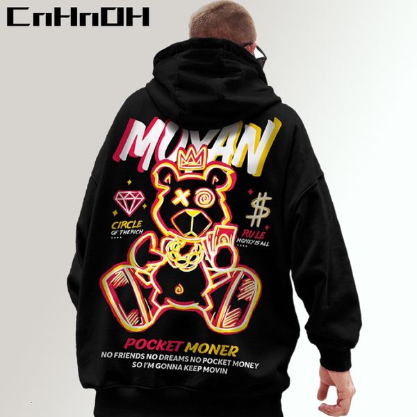 

mens hoodies sweatshirts cnhnoh streetwear oversize hooded selling high street tee jacket loose fashion large clothes gfq111 230113, Black