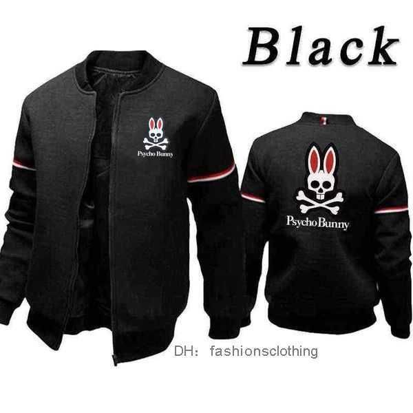 

rabbit print men's bomber jacket psycho bunny business casual sportswear stripe harajuku y2k streetwear sweatshirt 2 psycho bunny bswi, Black