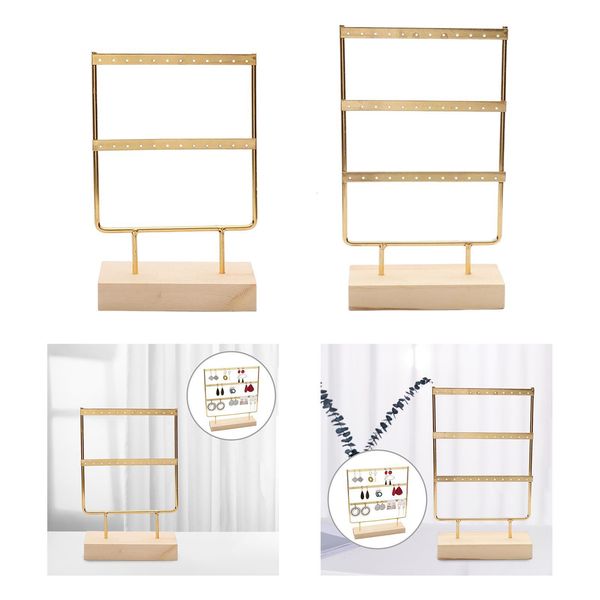 

jewelry stand earring wooden base towel with holes hanging organizer large metal holder for earrings ear stud necklace 230113, Black