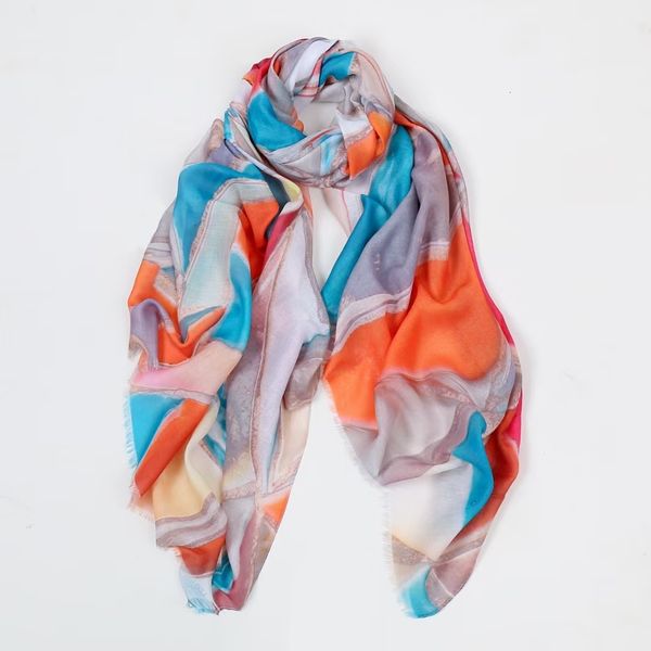 

scarves beautiful ombre geometric print fringe scarf shawls long cotton wrap hijab 6 color 230106, Blue;gray