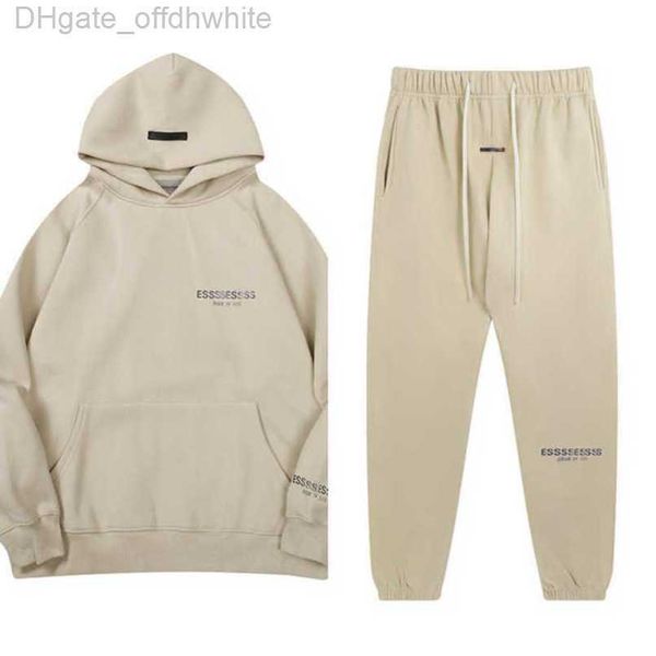 

men's luxury sweatshirts fashion essss tracksuits letter hoodies men women sportswear hooded pant coat sweater casual pullover couple, Gray