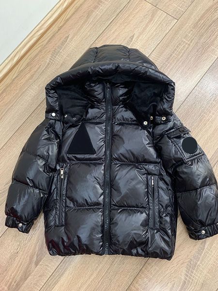 

monclair snow mountain kid down jacket arm big logo kids puffer jacket children coat size 6--14, Black