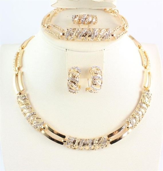 

wedding jewelry sets women african beads cz crystal necklace earring ring bracelet jewelries set gold color statement accessories 7480610, Slivery;golden