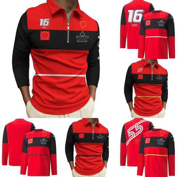 

2023 new f1 formula 1 t-shirts men long sleeve outdoor extreme sports fans breathable large zipper polo shirt team racing shirts