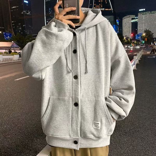 

mens hoodies sweatshirts kpop style streetwear pockets casual harajuku clothing pullover loose 230113, Black