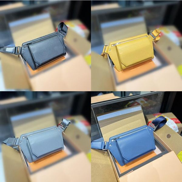

designers lux black grain calfskin crossbody bag canvas chest bag blunt flip cover magnetic buckle opening