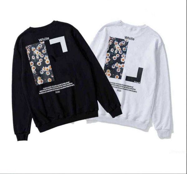 

%60 style trendy fashion sweater painted arrow crow stripe loose hoodie men's and women's t-shirts offs white mrkg, Black
