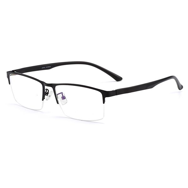 

sunglasses frames men alloy semi rimless eyeglasses frame for prescription eyewear flexible tr90 legs ip electroplating s61001 230106, Silver