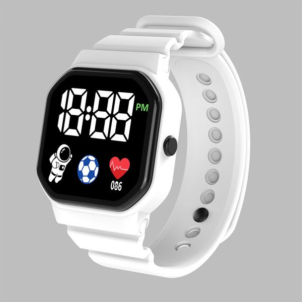 

fashion new led digital electronic wristwatch colorful candy smart sport watch luminous square dial kids waterproof wristwatches for gift, Slivery;brown