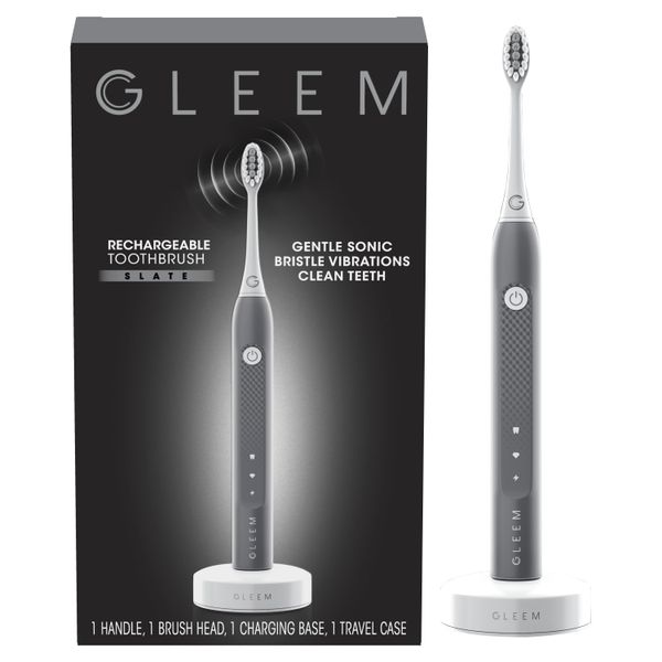 

gleem rechargeable electric toothbrush soft, slate grey 1 ct