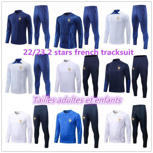 

2022 2023 french tracksuit kids set world cup mbappe survetement football jogging equipe de 22 23 soccer training suit child boy set long sl, Black