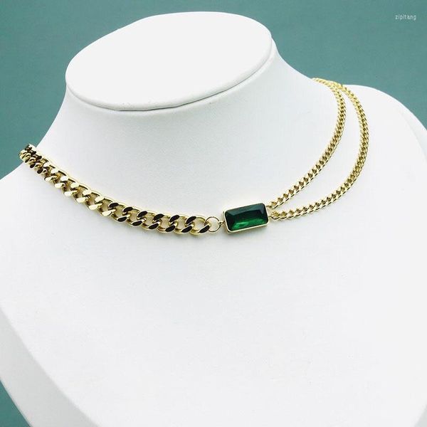 

choker titanium steel punk thick short crystal necklace collar simple minimalist gold color chunky for women jewelry, Golden;silver