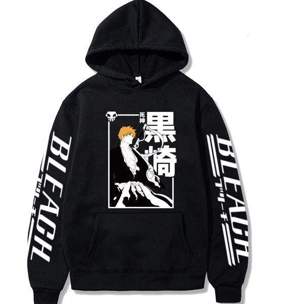 

mens hoodies sweatshirts bleach anime hoodie fashion pullover long sleeve print casual 230113, Black