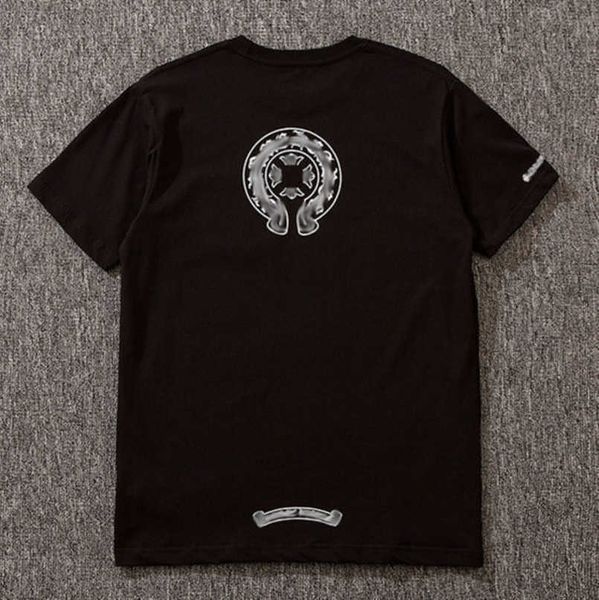 

luxury fashion men's brand t shirt tees men women sanskrit letter couple t-shirt sweatshirt horseshoe flower short sleeve polos cross, White;black