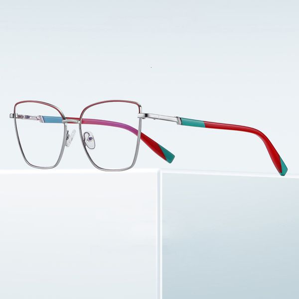 

sunglasses frame cat eye fashion optical eyeglasses alloy frame with recipe full rim flexible temple legs female eyewear spectacles 230106, Silver