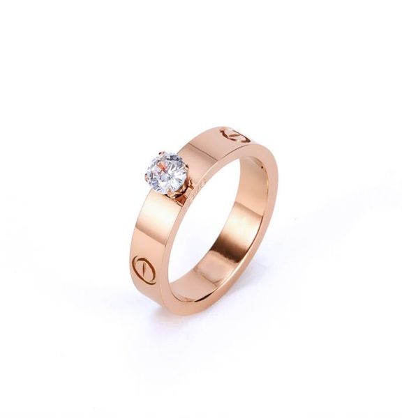 

never fade stainless steel rings for women 1ct round cut zirconia diamond solitaire ring wedding band engagement bridal jewelry, Golden;silver