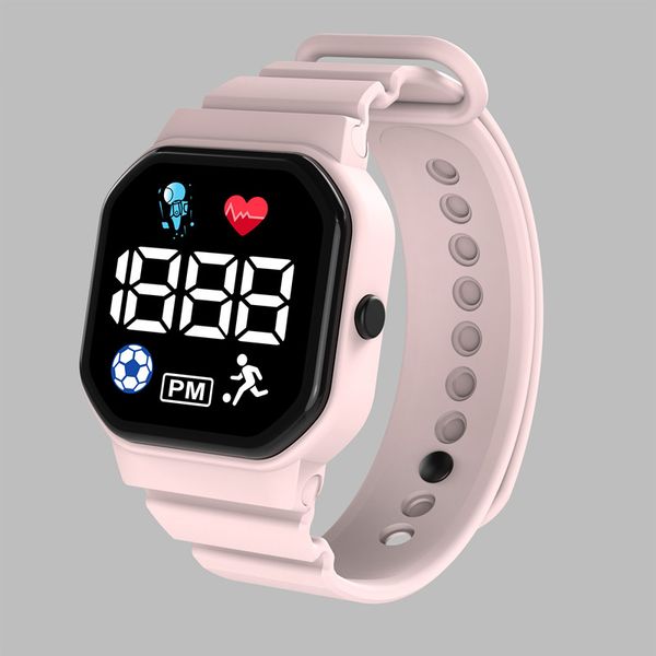 

new waterproof electronic watch kids led precise time children digital watches heart adjustable girls boys sport wristwatches gifts, Slivery;brown