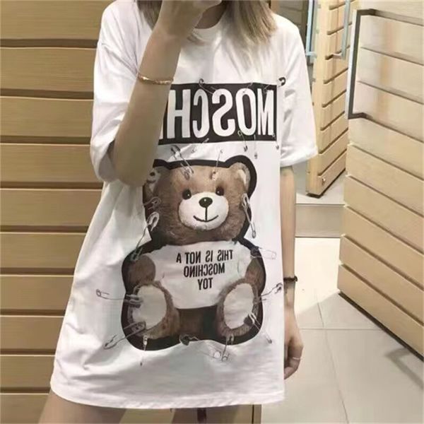 

women's t-shirt letter print t shirts black fashion designer summer bear tshirt 100% cotton short sleeve tee mens clothes t-shirt for w, White