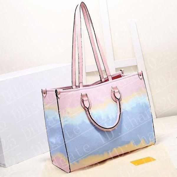 

1-1onthego large capacity tote designers shoulder bags duplex leather sac bag print woman handbag lady shopping bag 1709