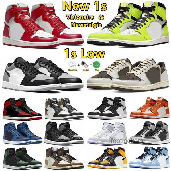 

jumpman 1s og designer shoes basketball shoes 1 1s mens womens bred sneakers patent rebellionaire grey fog unc low ts x reverse mocha shadow, Black