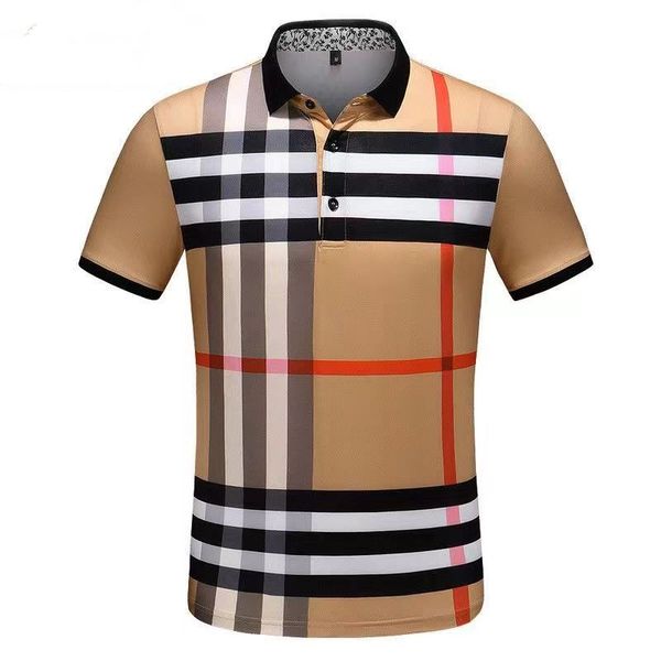 

summer new short-sleeved men's men's t-shirts trend plaid business cotton t-shirt men's large non-pilling and non-fading bott, White;black