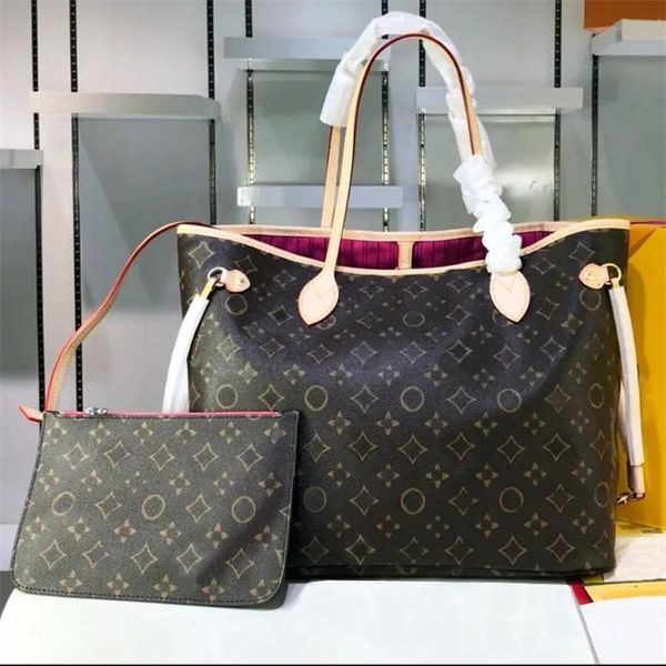 

2pcs set classic shopping bags nevefull shoulder crossbody bag women pu leather handbag ladies designer handbags lady clutch purse retro sho