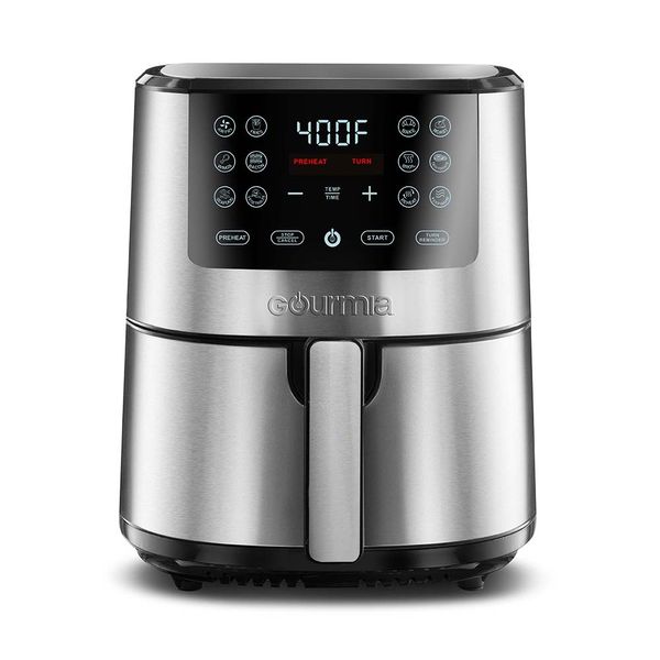 

gourmia 4-qt digital air fryer with guided cooking easy clean stainless steel